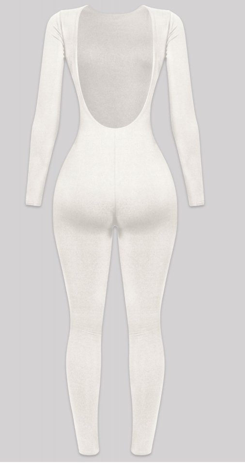 Second Skin Open Back Long Sleeve Jumpsuit - The Active Avenue