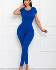 Second Skin Short Sleeve Open Back Jumpsuit - The Active Avenue